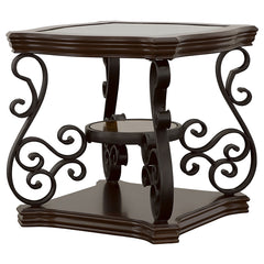 Laney 1-shelf Glass Top Square End Table Deep Merlot