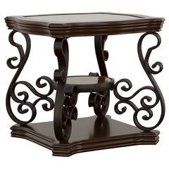 Laney 3-piece Glass Top Coffee and End Table Set Dark Merlot