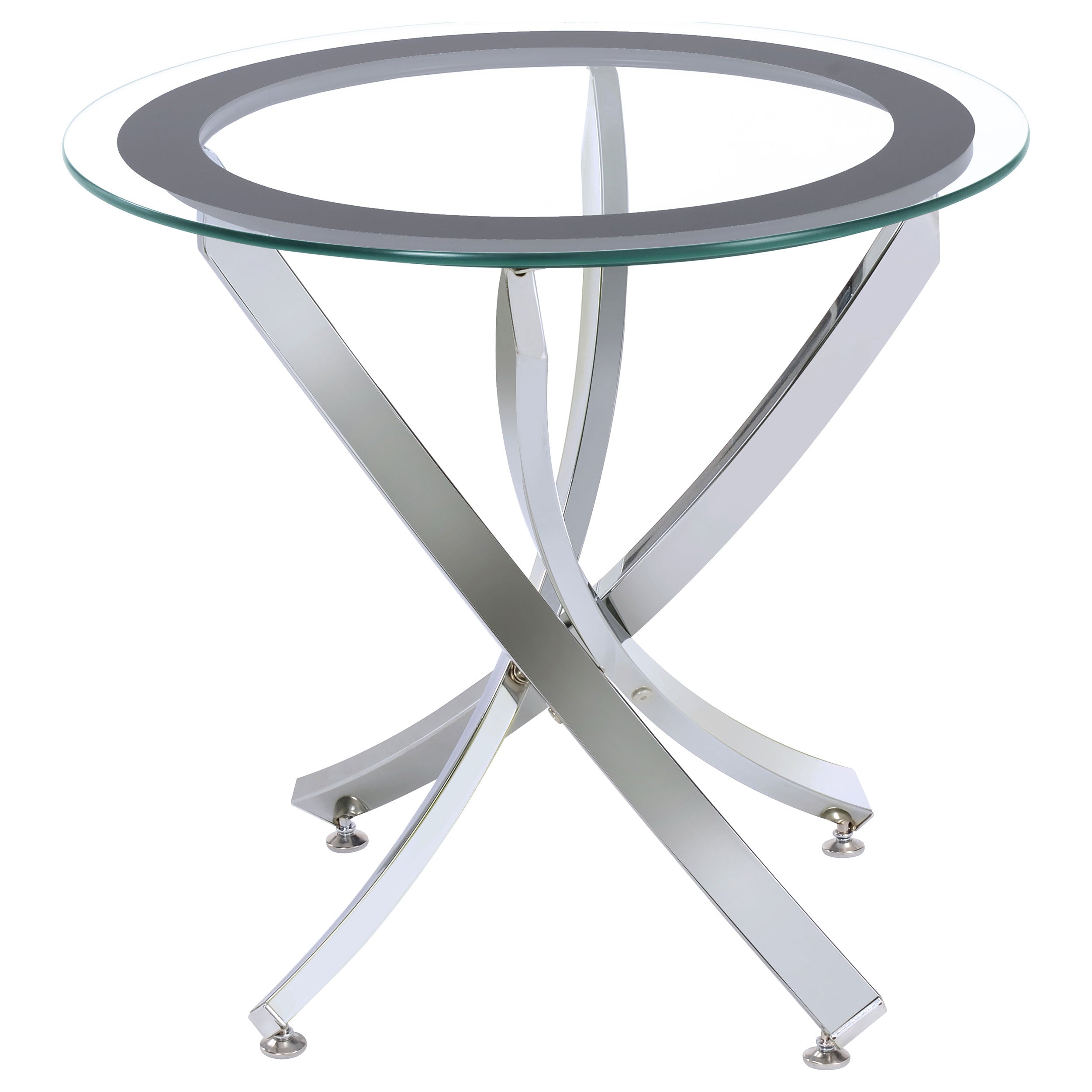 Tampa Furniture Outlet - Coaster - Brooke Round Glass Top Side End Table Metal Base Chrome - 702587