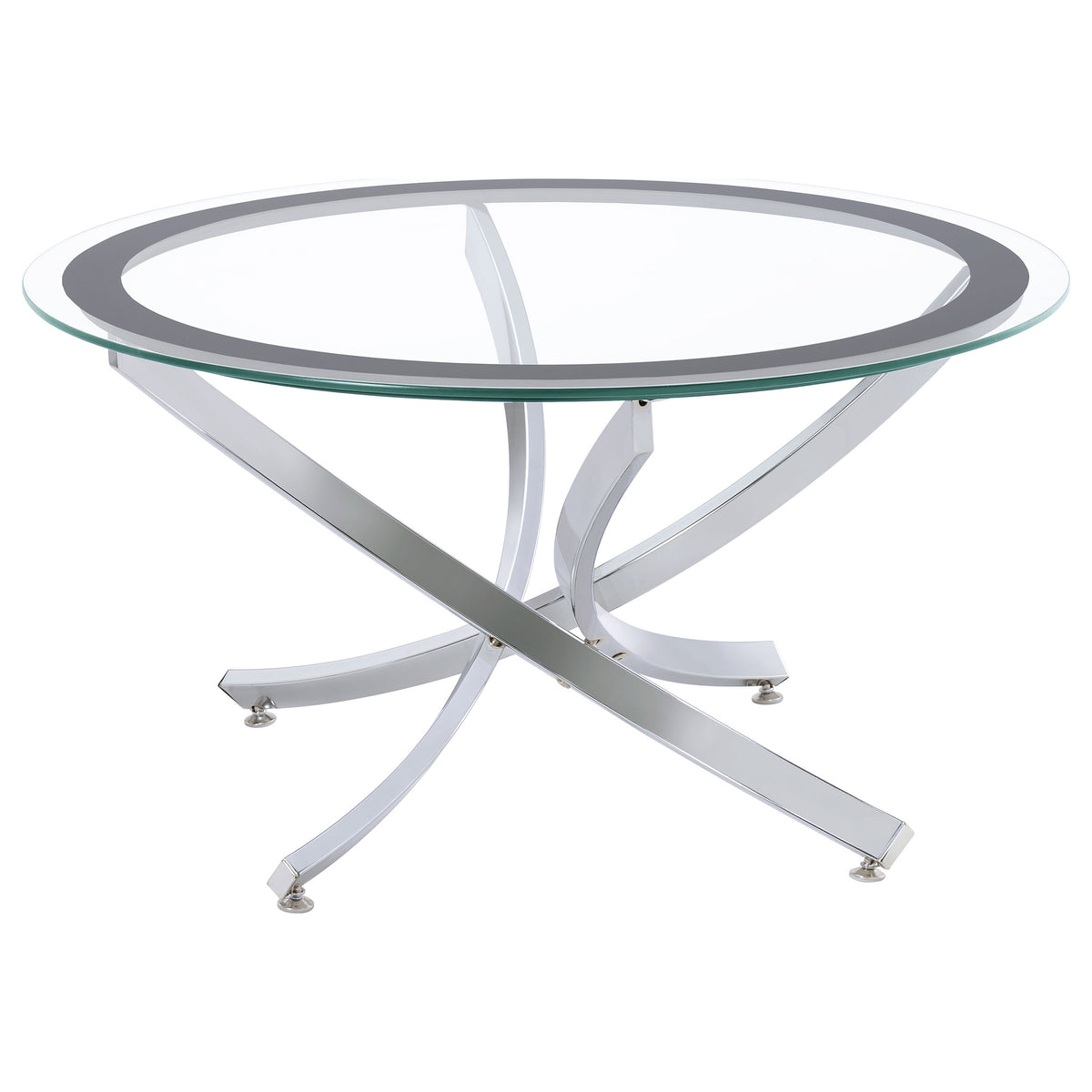 Tampa Furniture Outlet - Coaster - Brooke Round Glass Top Coffee Table Metal Base Chrome - 702588