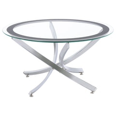 Tampa Furniture Outlet - Coaster - Brooke Round Glass Top Coffee Table Metal Base Chrome - 702588