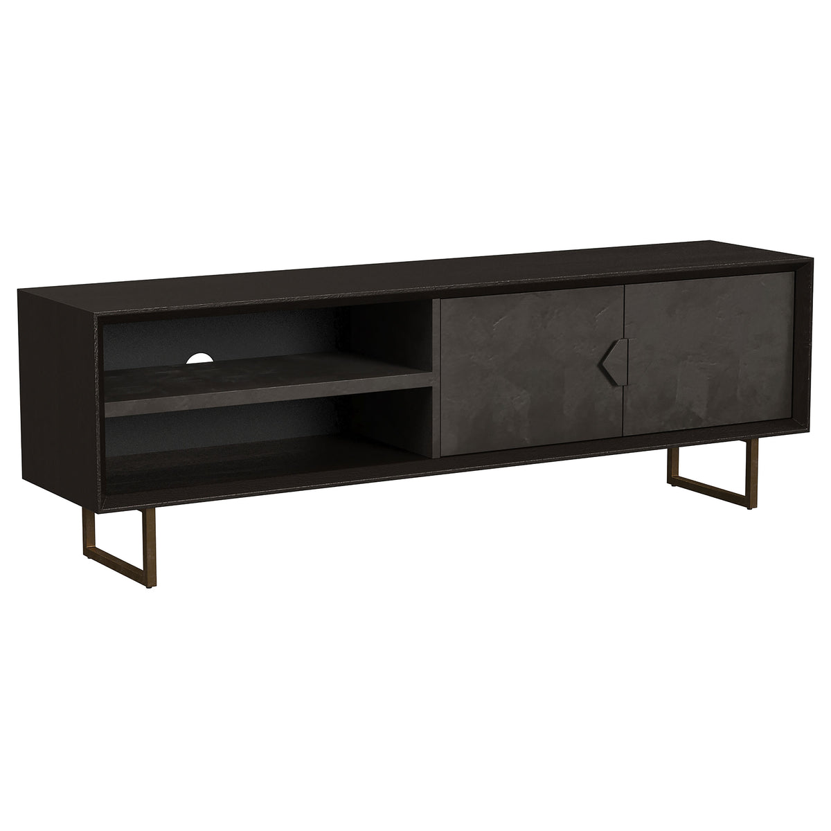 Tampa Furniture Outlet - Coaster - Marsden 2-door Mango Wood 70-inch TV Stand Charcoal Black - 703003