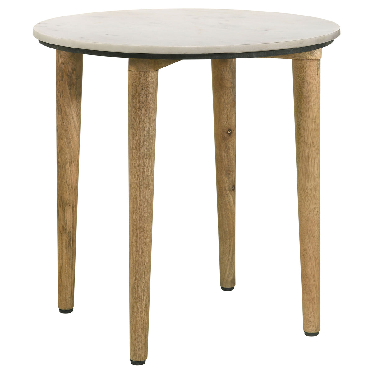 Tampa Furniture Outlet - Coaster - Aldis Round Marble Top Side End Table White and Natural - 703717