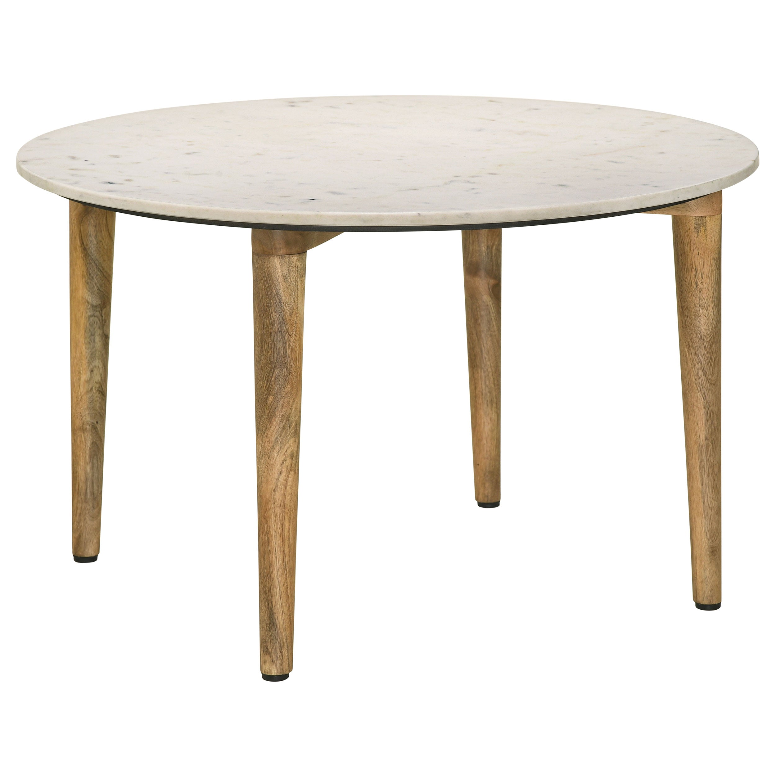 Tampa Furniture Outlet - Coaster - Aldis Round Marble Top Coffee Table White and Natural - 703718