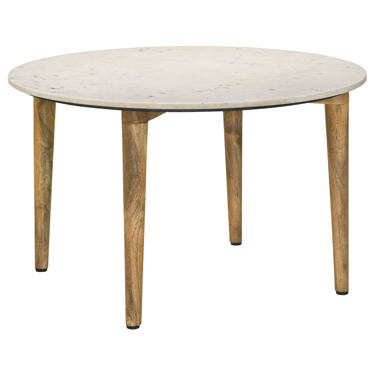 Tampa Furniture Outlet - Coaster - Aldis Round Marble Top Coffee Table White and Natural - 703718