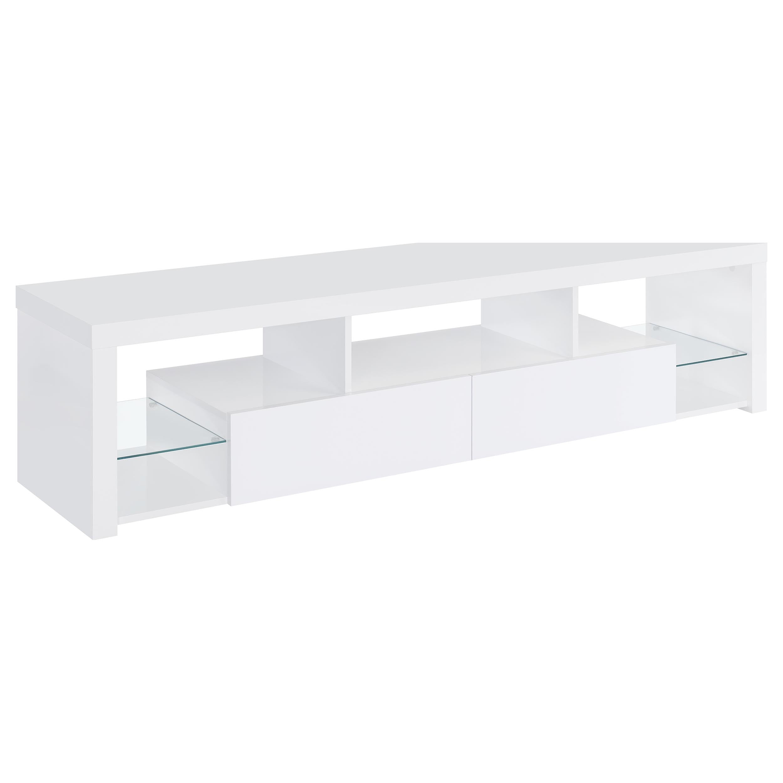 Tampa Furniture Outlet - Coaster - Jude 2-drawer Engineered Wood 71-inch TV Stand High Gloss White - 704251
