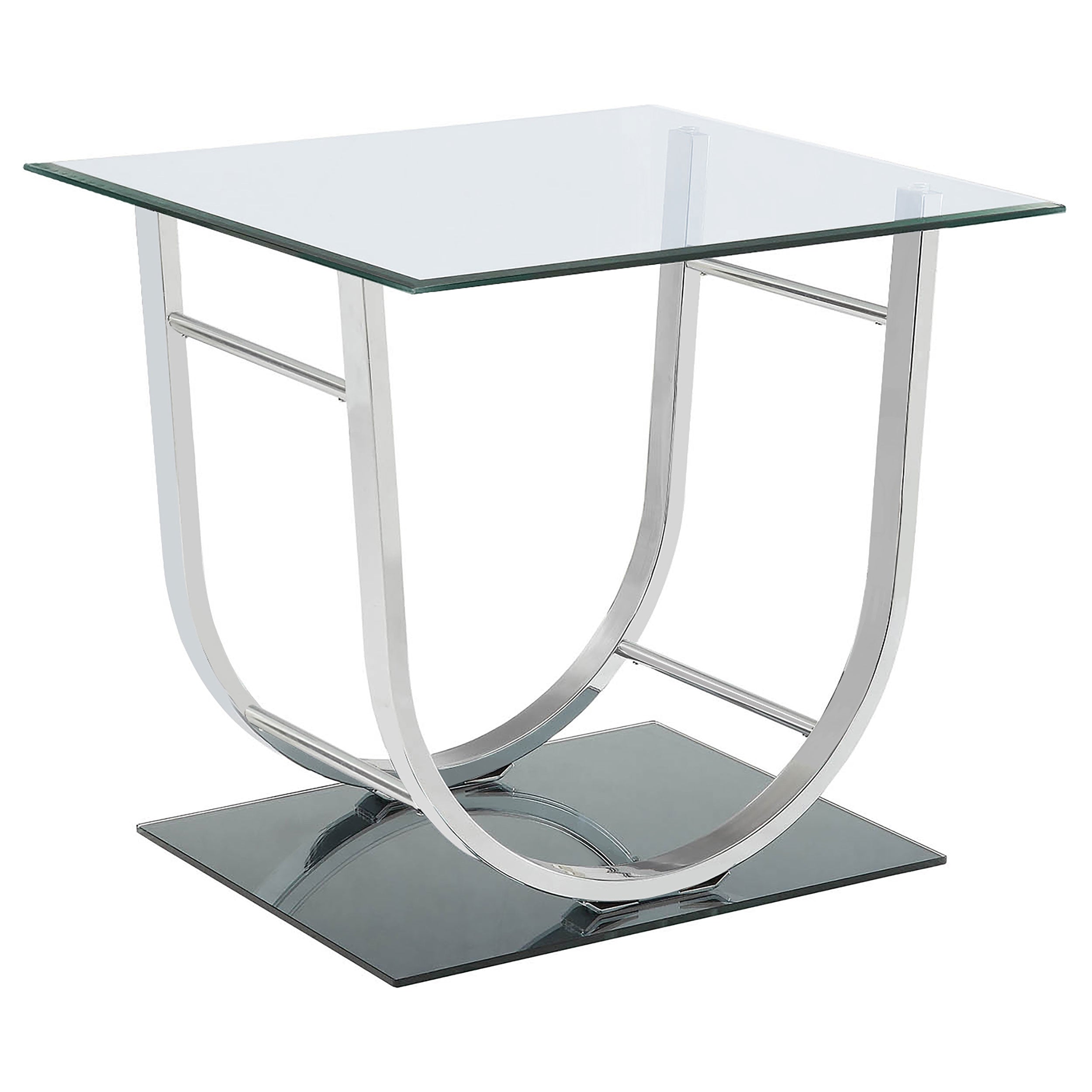 Tampa Furniture Outlet - Coaster - Danville Square U-Shaped Glass Top Side End Table Chrome - 704987