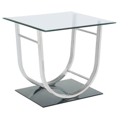 Tampa Furniture Outlet - Coaster - Danville Square U-Shaped Glass Top Side End Table Chrome - 704987