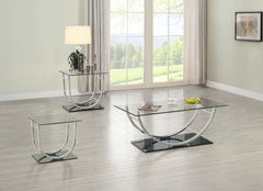 Tampa Furniture Outlet - Coaster - Danville 3-piece Glass Top Coffee and End Table Set Chrome - 704988-S3