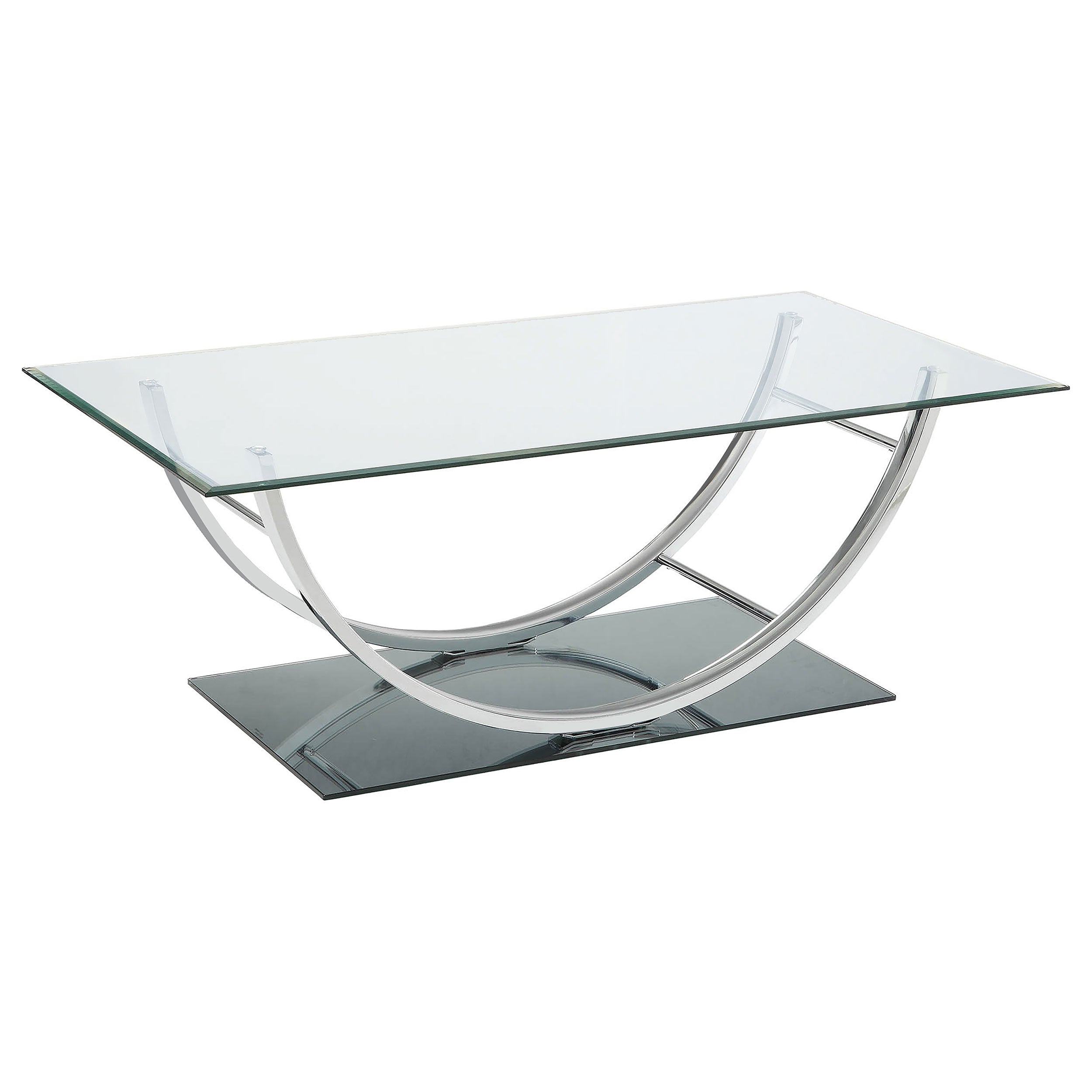 Tampa Furniture Outlet - Coaster - Danville Rectangular U-Shaped Glass Top Coffee Table Chrome - 704988
