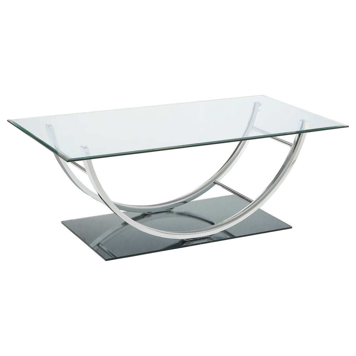 Tampa Furniture Outlet - Coaster - Danville Rectangular U-Shaped Glass Top Coffee Table Chrome - 704988