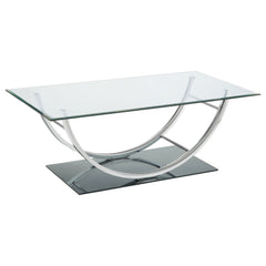 Tampa Furniture Outlet - Coaster - Danville Rectangular U-Shaped Glass Top Coffee Table Chrome - 704988