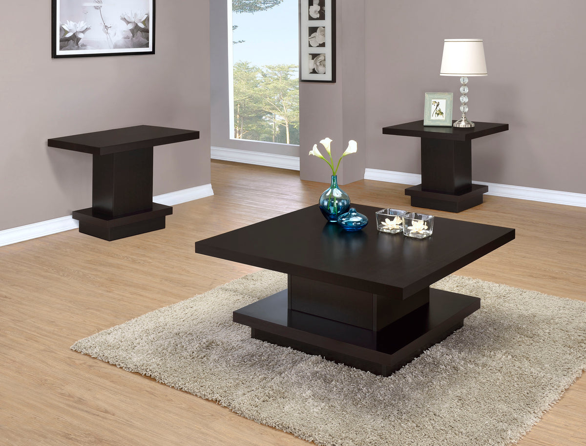 Tampa Furniture Outlet - Coaster - Reston 3-piece Square Coffee and End Table Set Cappuccino - 705168-S3