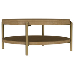 Tampa Furniture Outlet - Coaster - Arini Round Coffee Table With Storage Shelf Sand Wash - 706188