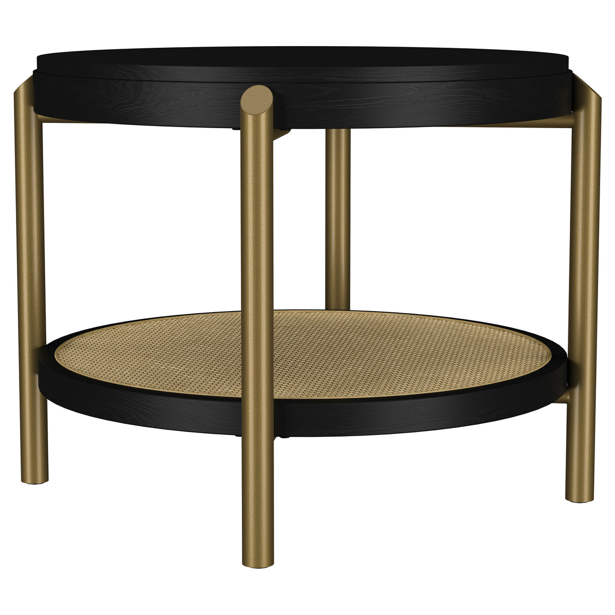Tampa Furniture Outlet - Coaster - Arini Round End Side Table With Storage Shelf Black - 706197