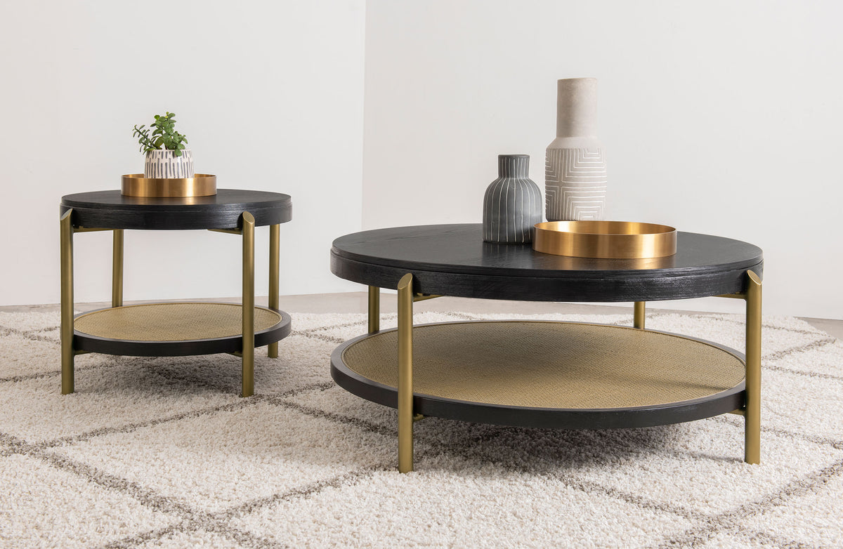 Tampa Furniture Outlet - Coaster - Arini 2-piece Round Coffee and End Table Set Black - 706198-S2