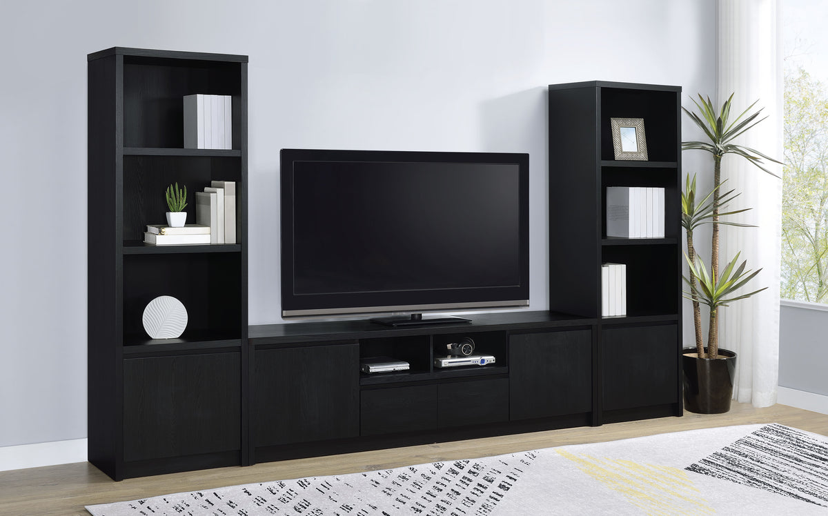 Tampa Furniture Outlet - Coaster - Winfield 3-piece Entertainment Center 78-inch TV Stand Black - 706223-SET