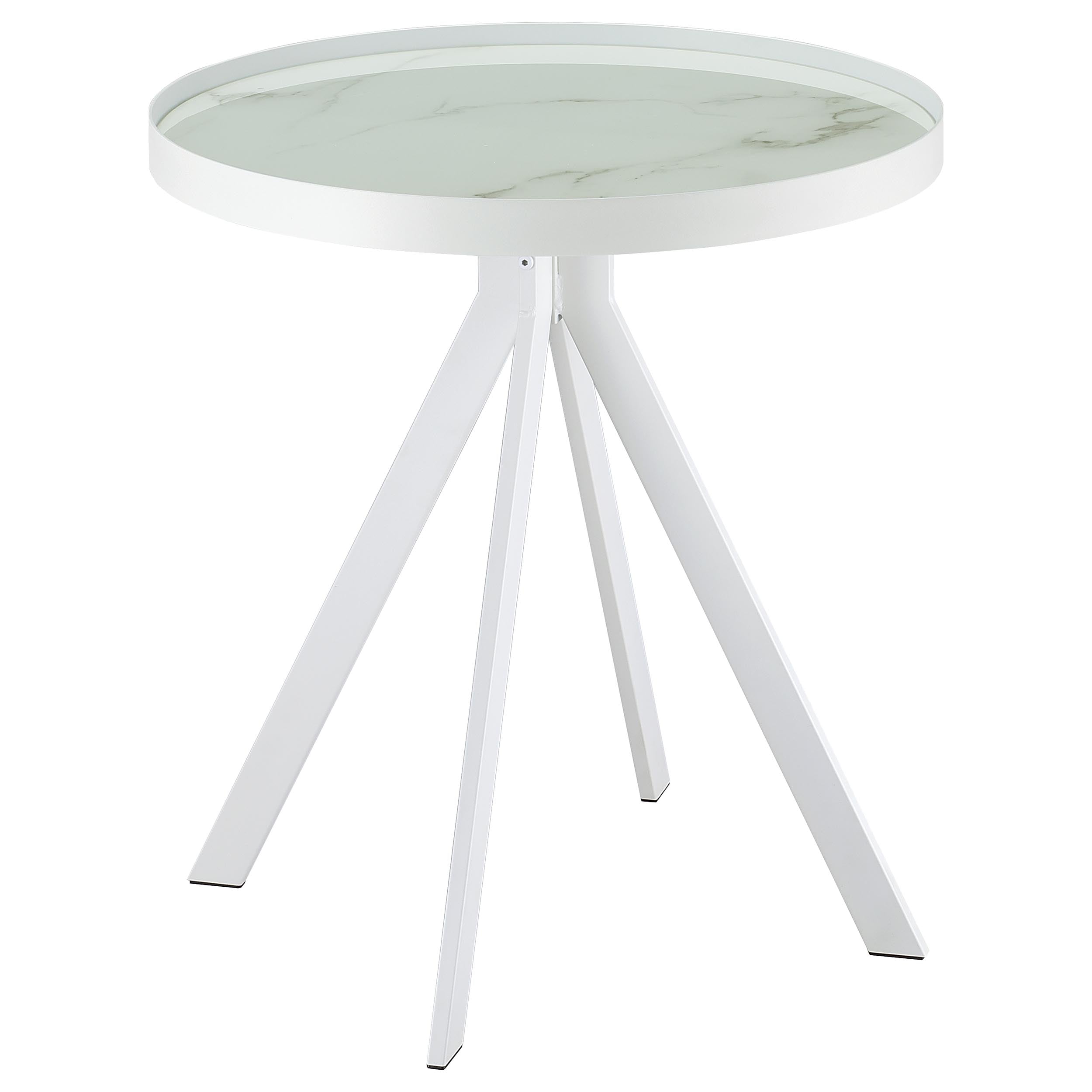 Tampa Furniture Outlet - Coaster - Briggs Round Marble Printed Glass Top End Side Table White - 706257