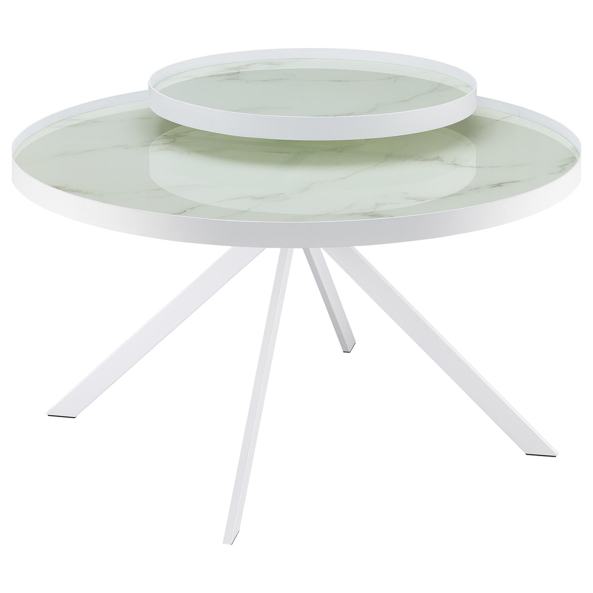 Tampa Furniture Outlet - Coaster - Briggs Round Marble Printed Glass Top Coffee Table White - 706258