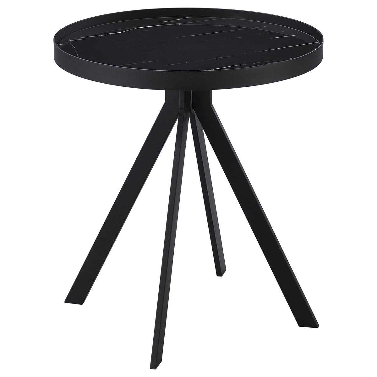 Tampa Furniture Outlet - Coaster - Briggs Round Marble Printed Glass Top End Table Black - 706267