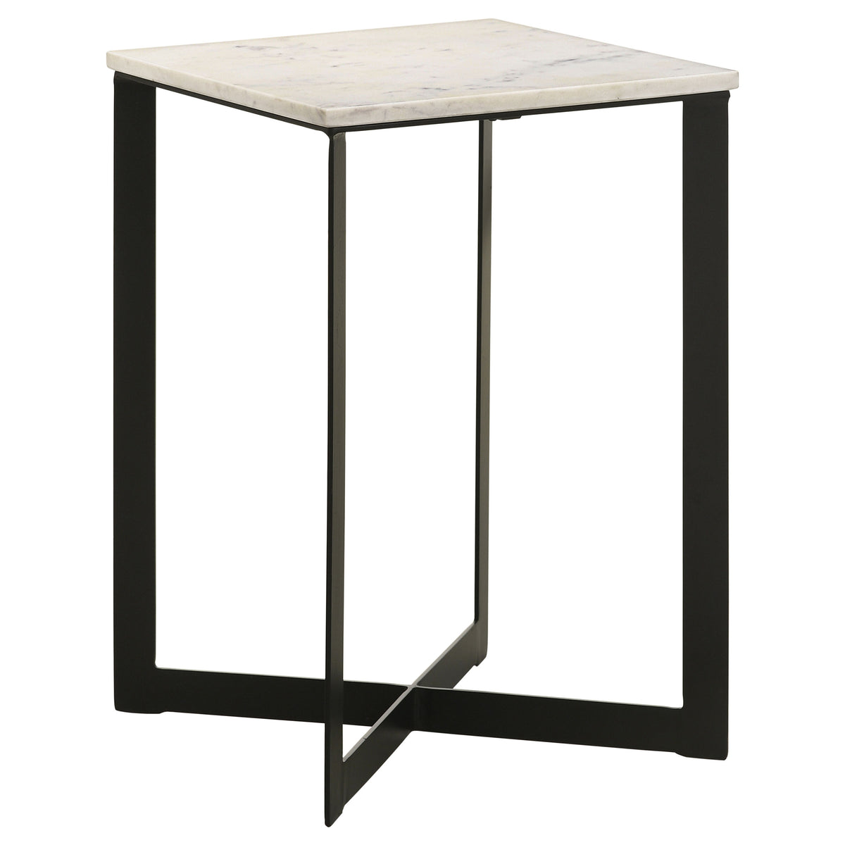 Tampa Furniture Outlet - Coaster - Tobin Square Marble Top End Table White and Black - 707697