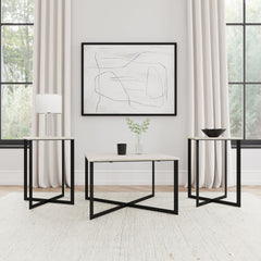 Tampa Furniture Outlet - Coaster - Tobin 3-piece Marble Top Coffee and End Table Set White - 707698-S3