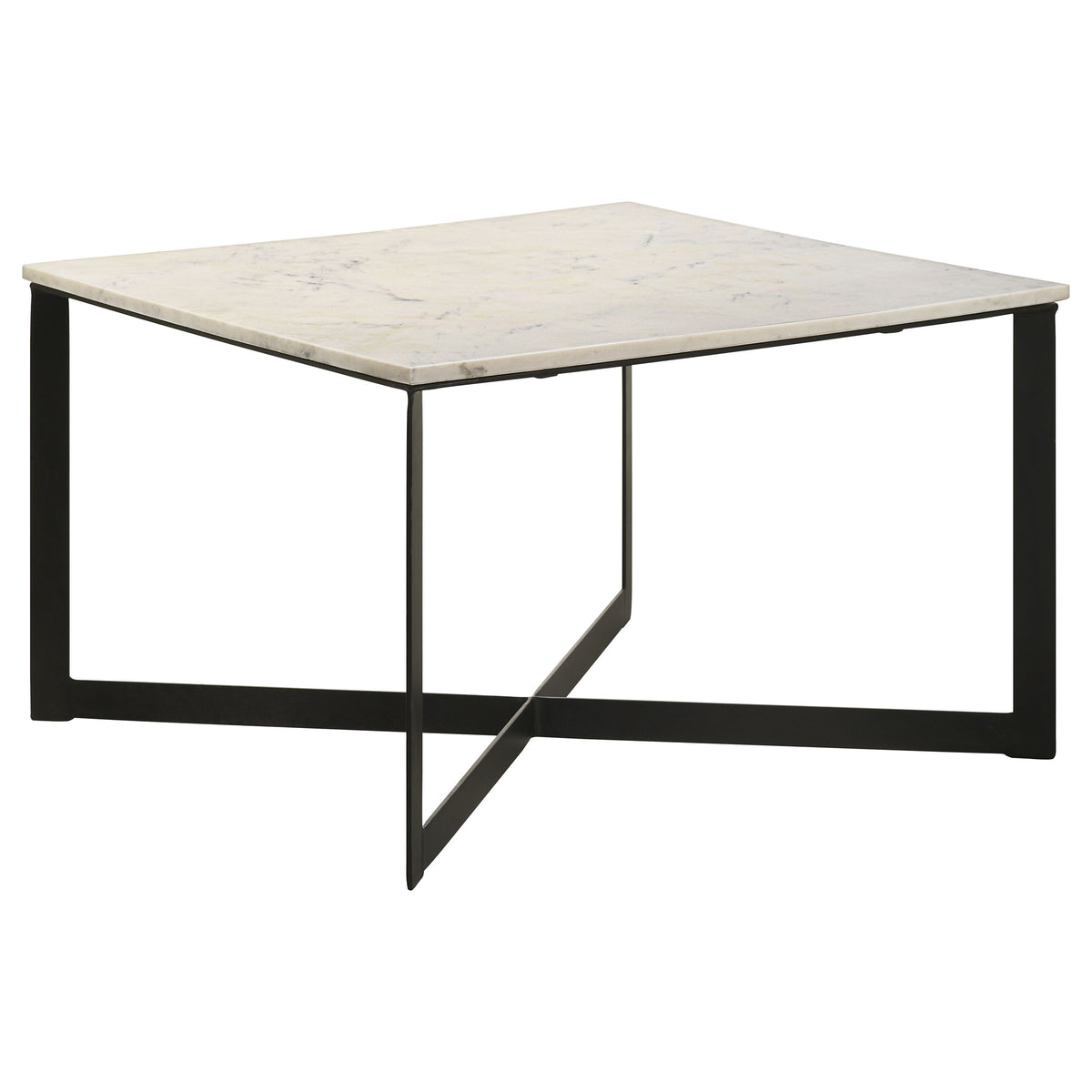 Tampa Furniture Outlet - Coaster - Tobin Square Marble Top Coffee Table White and Black - 707698
