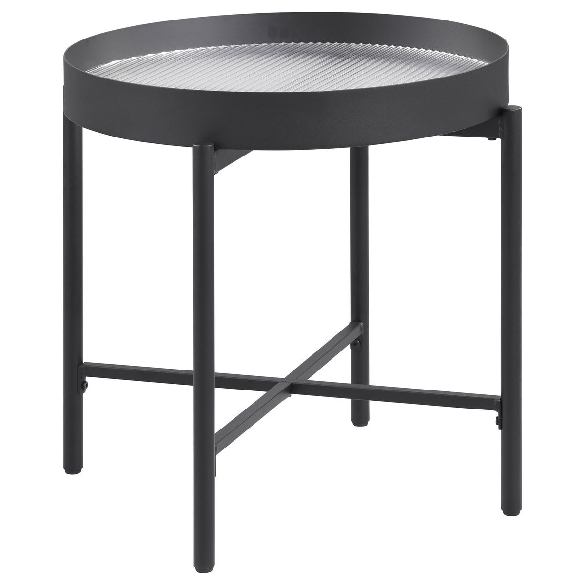 Tampa Furniture Outlet - Coaster - Ozella Round End Side Table with Recessed Top Sandy Black - 707897