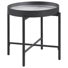 Tampa Furniture Outlet - Coaster - Ozella Round End Side Table with Recessed Top Sandy Black - 707897