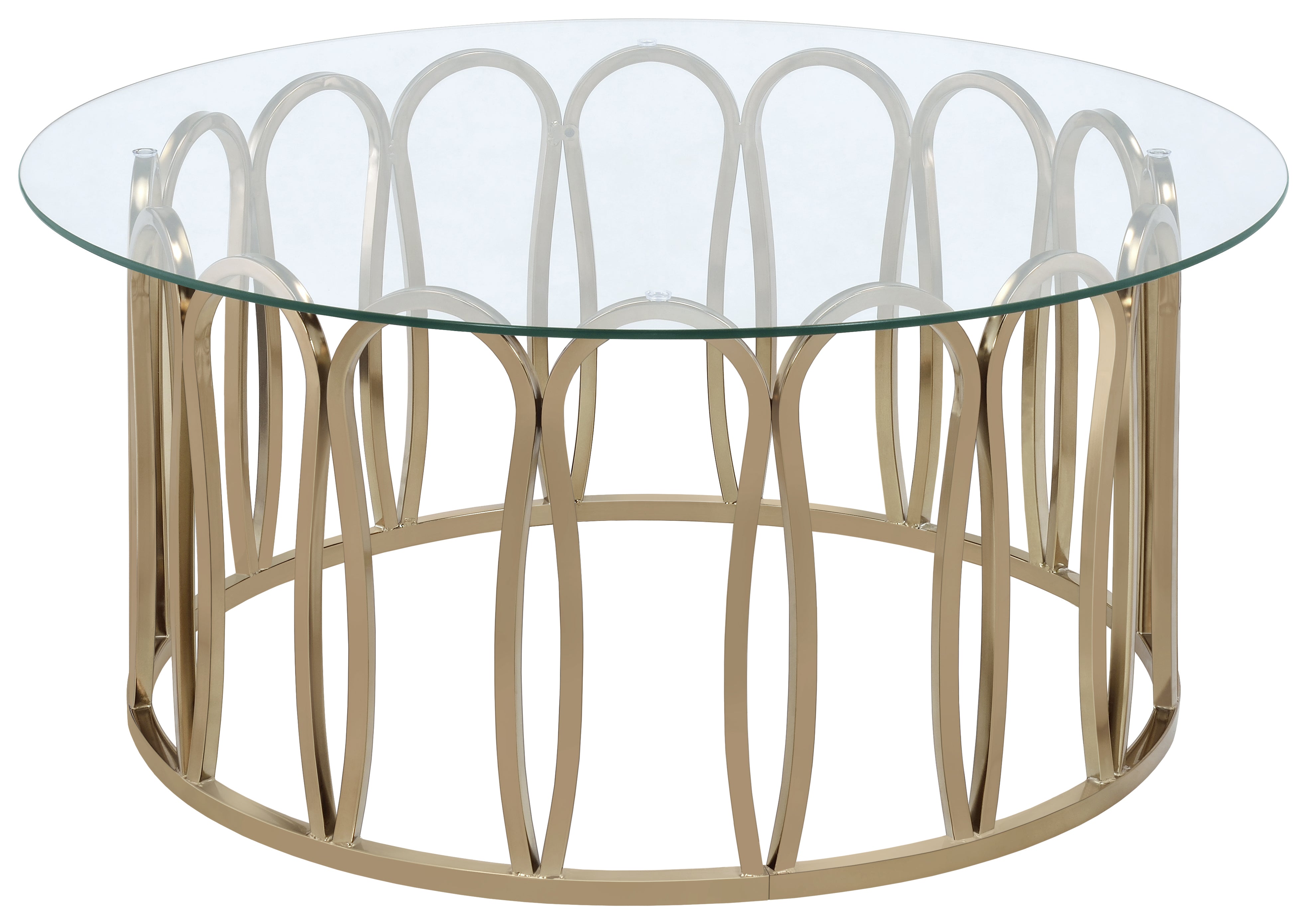 Tampa Furniture Outlet - Coaster - Monett Round Glass Top Coffee Table Chocolate Chrome - 708058