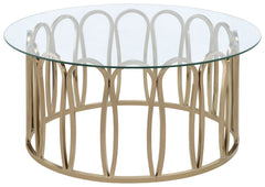 Tampa Furniture Outlet - Coaster - Monett Round Glass Top Coffee Table Chocolate Chrome - 708058