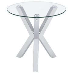 Kenzie Round Tempered Glass Top End Side Table Chrome