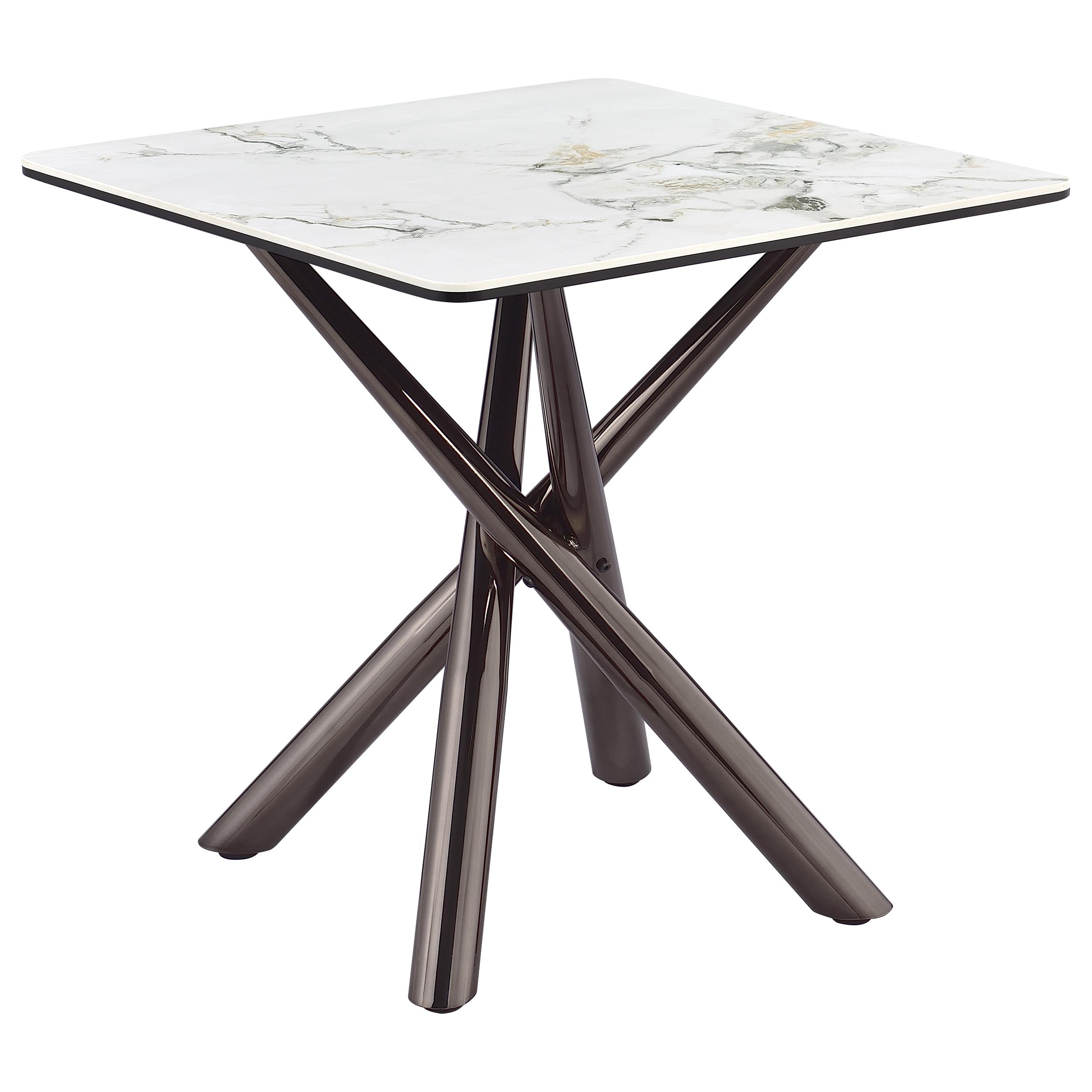 Tampa Furniture Outlet - Coaster - Carvell Square Sintered Stone End Side Table Mirage White - 708137