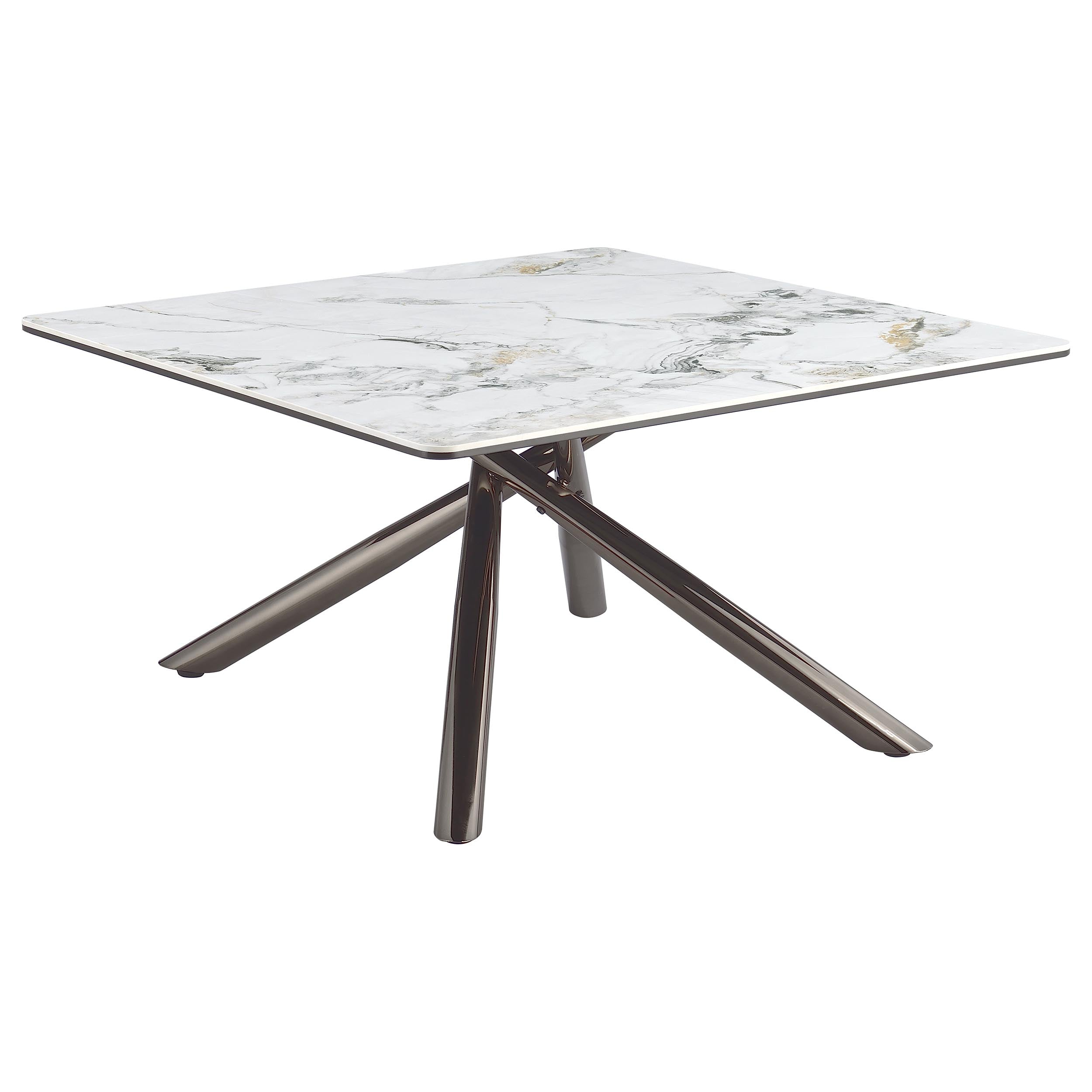 Tampa Furniture Outlet - Coaster - Carvell Square Sintered Stone Top Coffee Table Mirage White - 708138