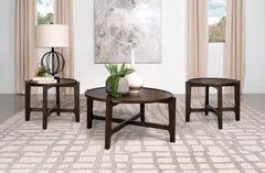 Tampa Furniture Outlet - Coaster - Cota 3-piece Solid Wood Coffee and End Table Set Dark Brown - 708288-S3