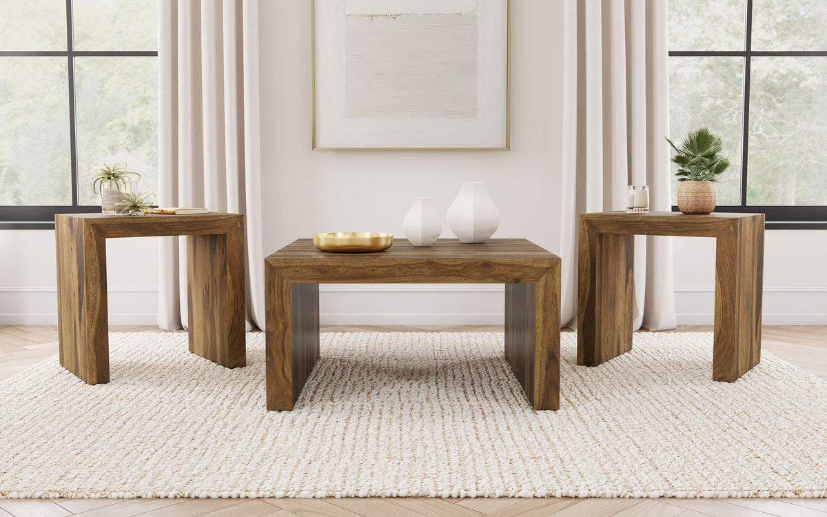 Tampa Furniture Outlet - Coaster - Odilia 3-piece Solid Wood Coffee and End Table Set Auburn - 708418-S3