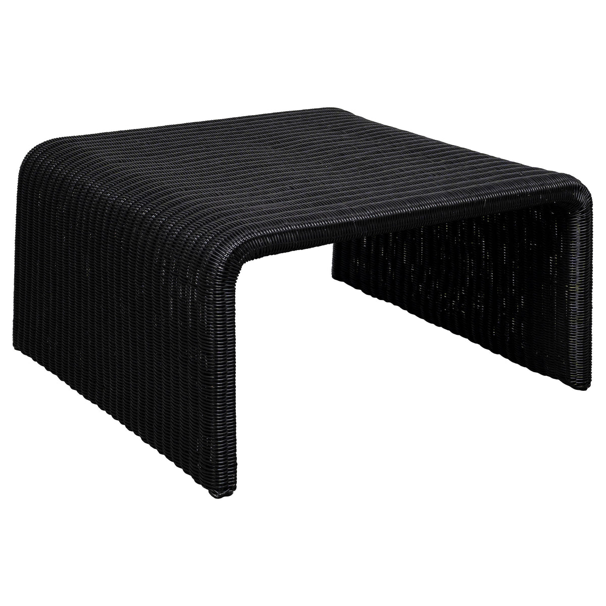 Tampa Furniture Outlet - Coaster - Cahya Woven Rattan Square Coffee Table Black - 708518