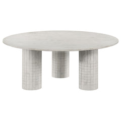 Tampa Furniture Outlet - Coaster - Astoria Round Genuine Marble Coffee Table White - 709668