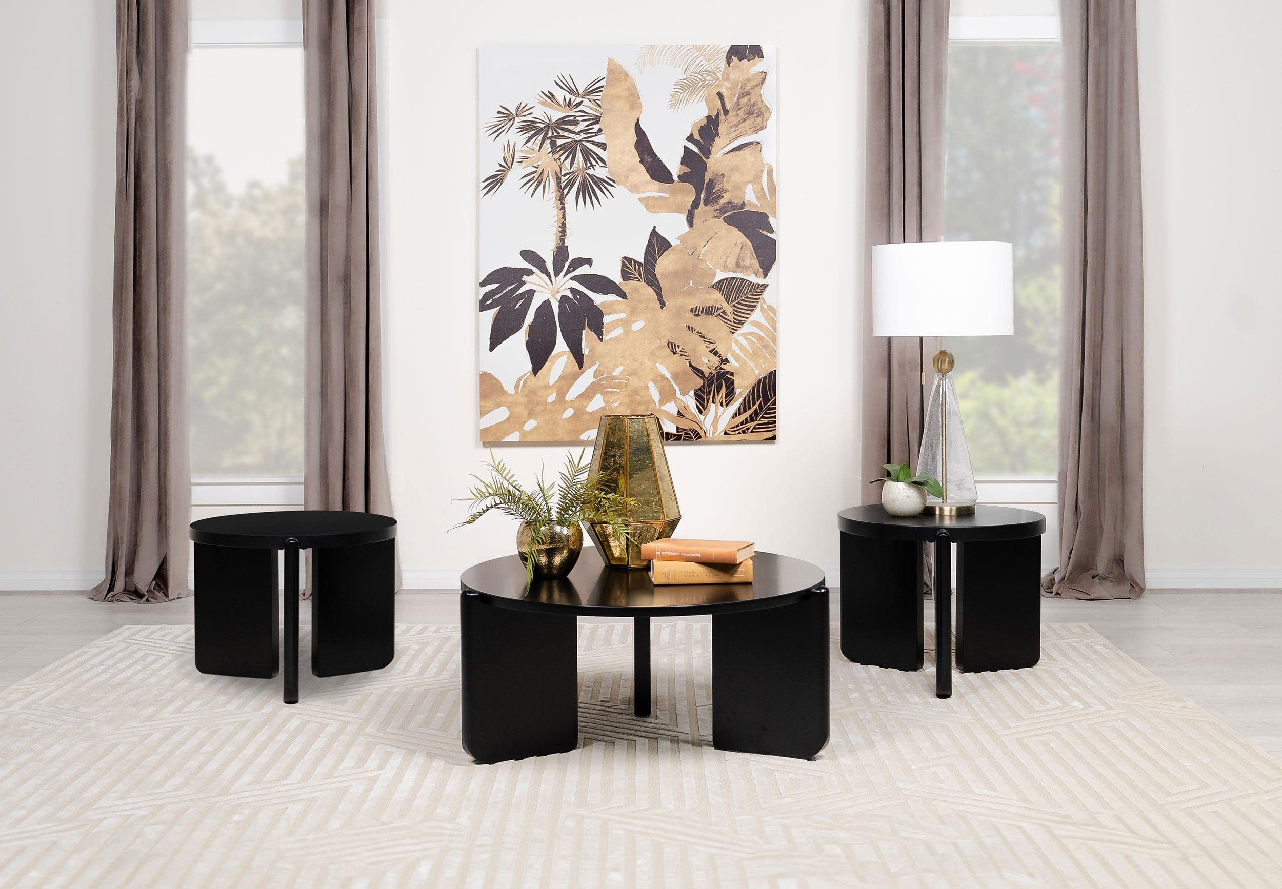 Tampa Furniture Outlet - Coaster - Cordova 3-piece Solid Wood Coffee and End Table Set Black - 709678-S3