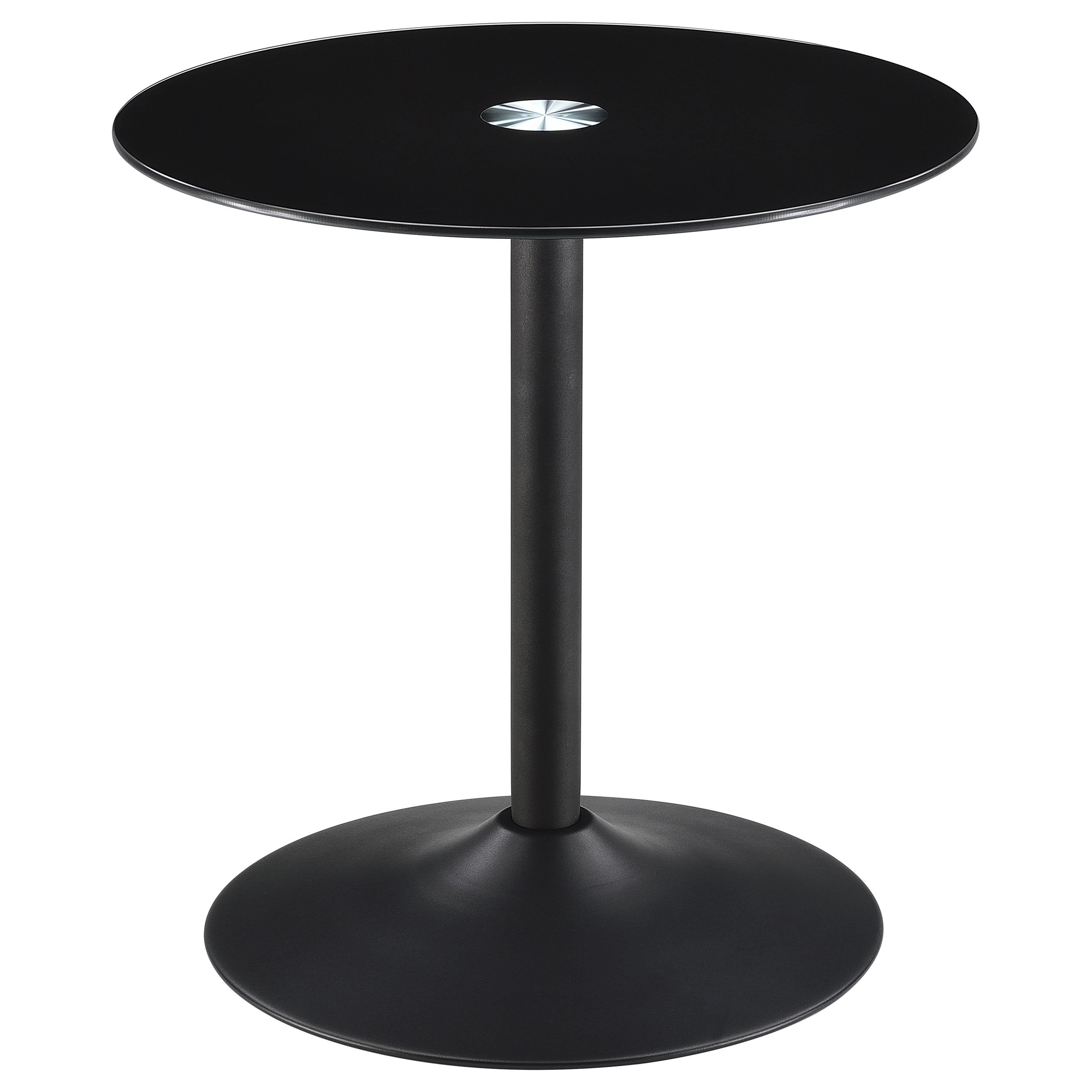Tampa Furniture Outlet - Coaster - Ganso Round Metal End Table With Tempered Glass Top Black - 709687