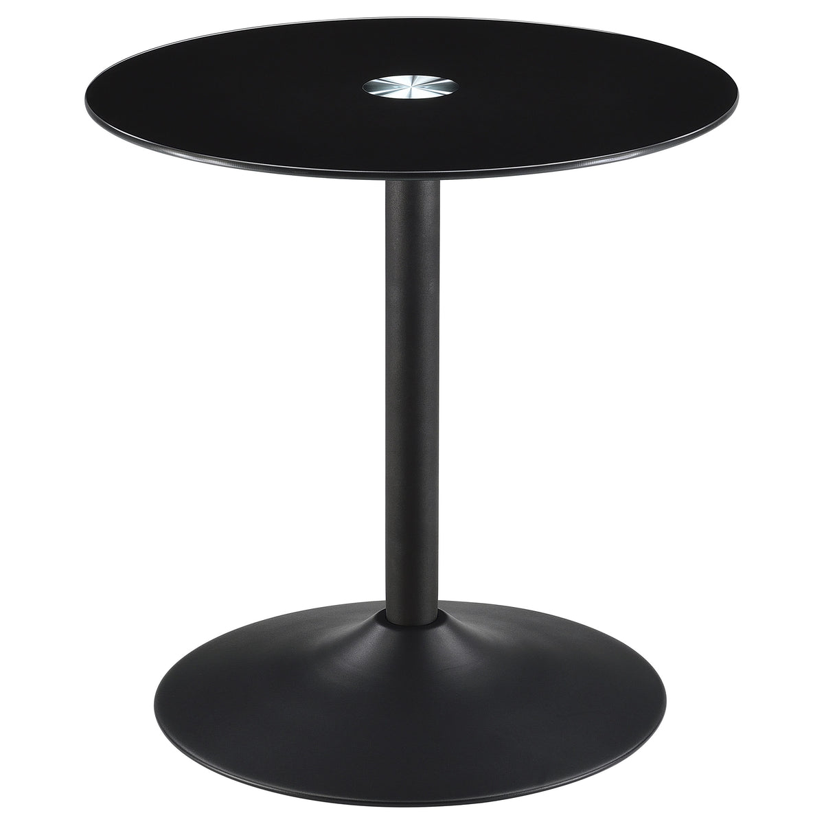 Tampa Furniture Outlet - Coaster - Ganso Round Metal End Table With Tempered Glass Top Black - 709687