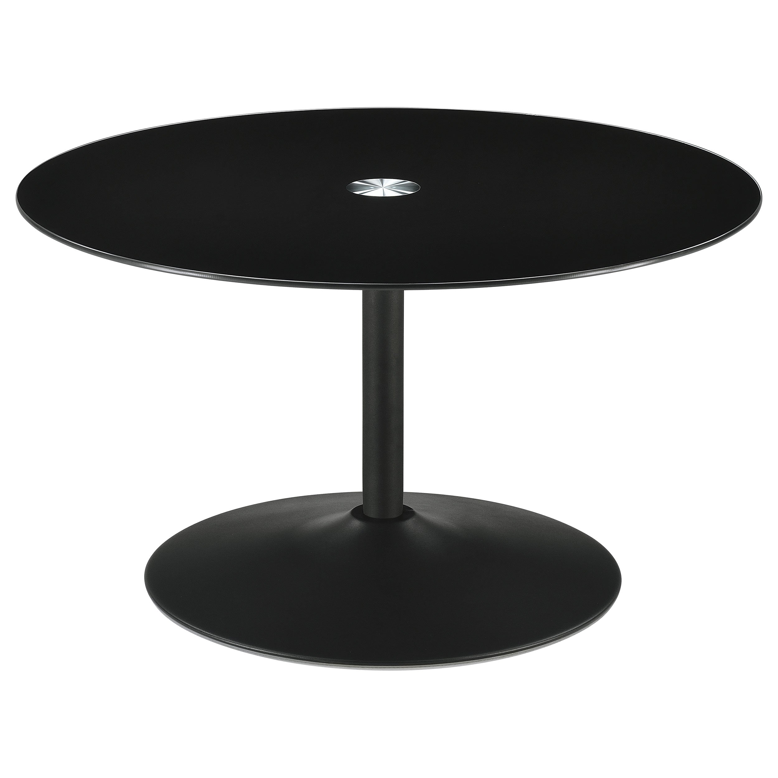 Tampa Furniture Outlet - Coaster - Ganso Round Metal Coffee Table With Tempered Glass Top Black - 709688