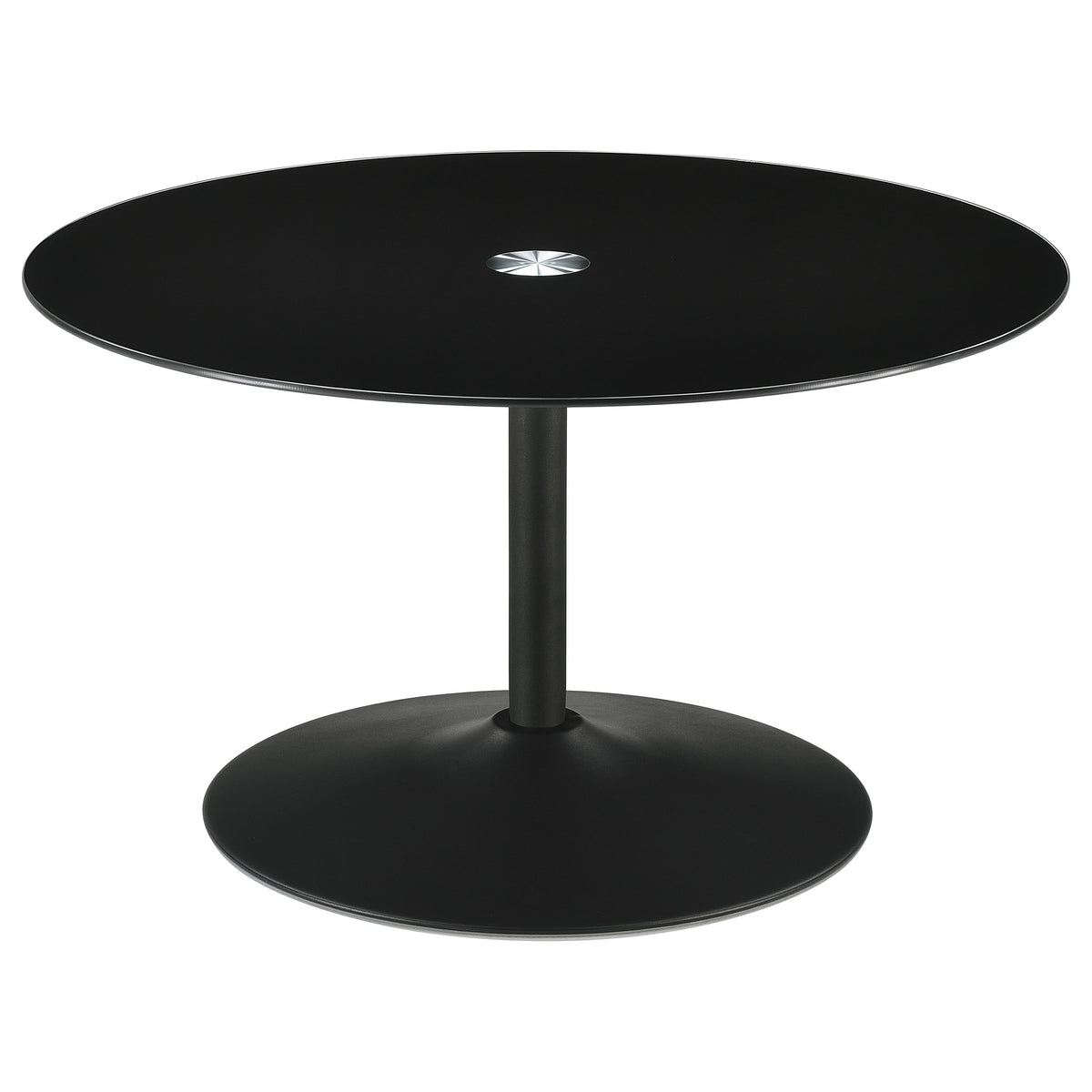 Tampa Furniture Outlet - Coaster - Ganso Round Metal Coffee Table With Tempered Glass Top Black - 709688