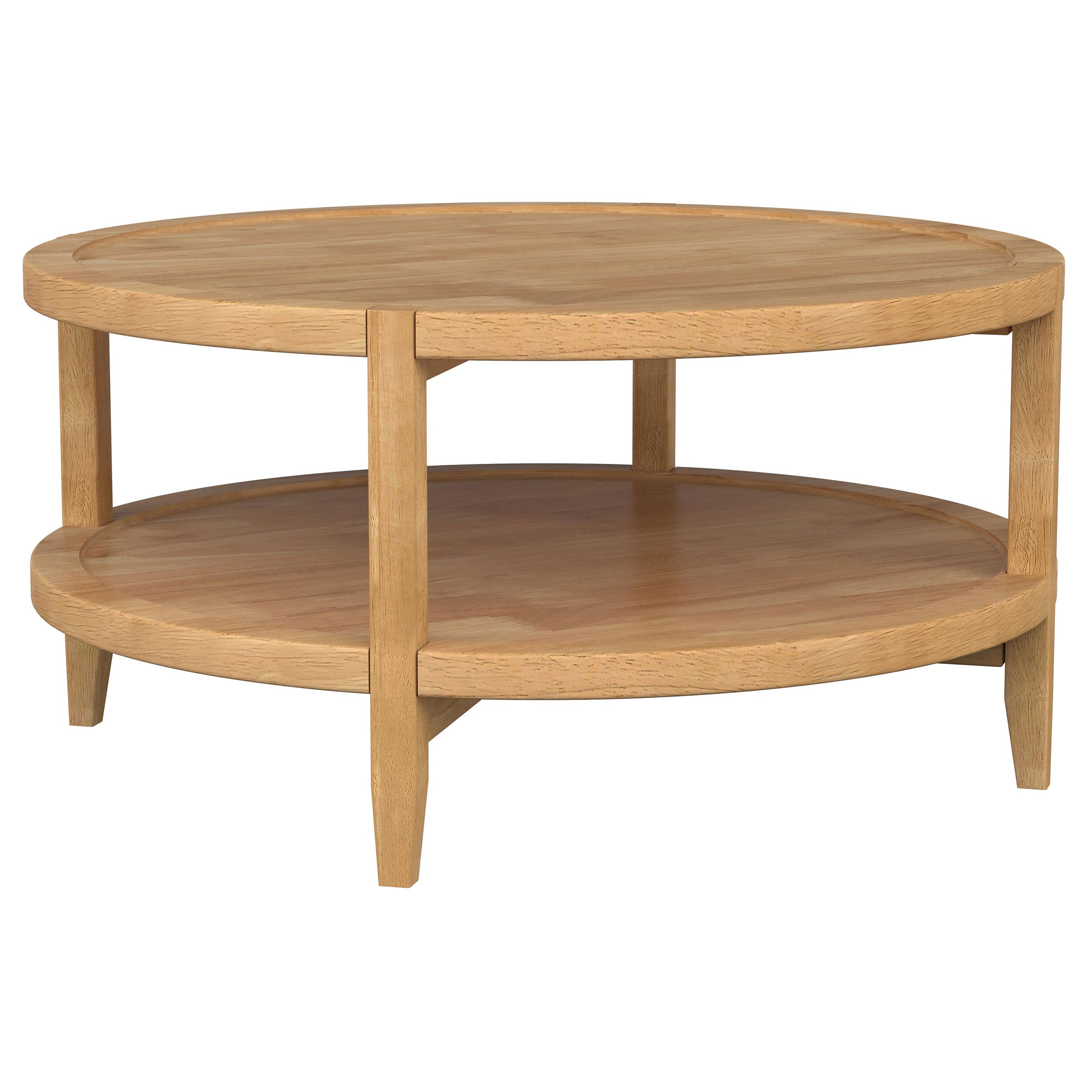Tampa Furniture Outlet - Coaster - Camillo Round Solid Wood Coffee Table Maple Brown - 709698