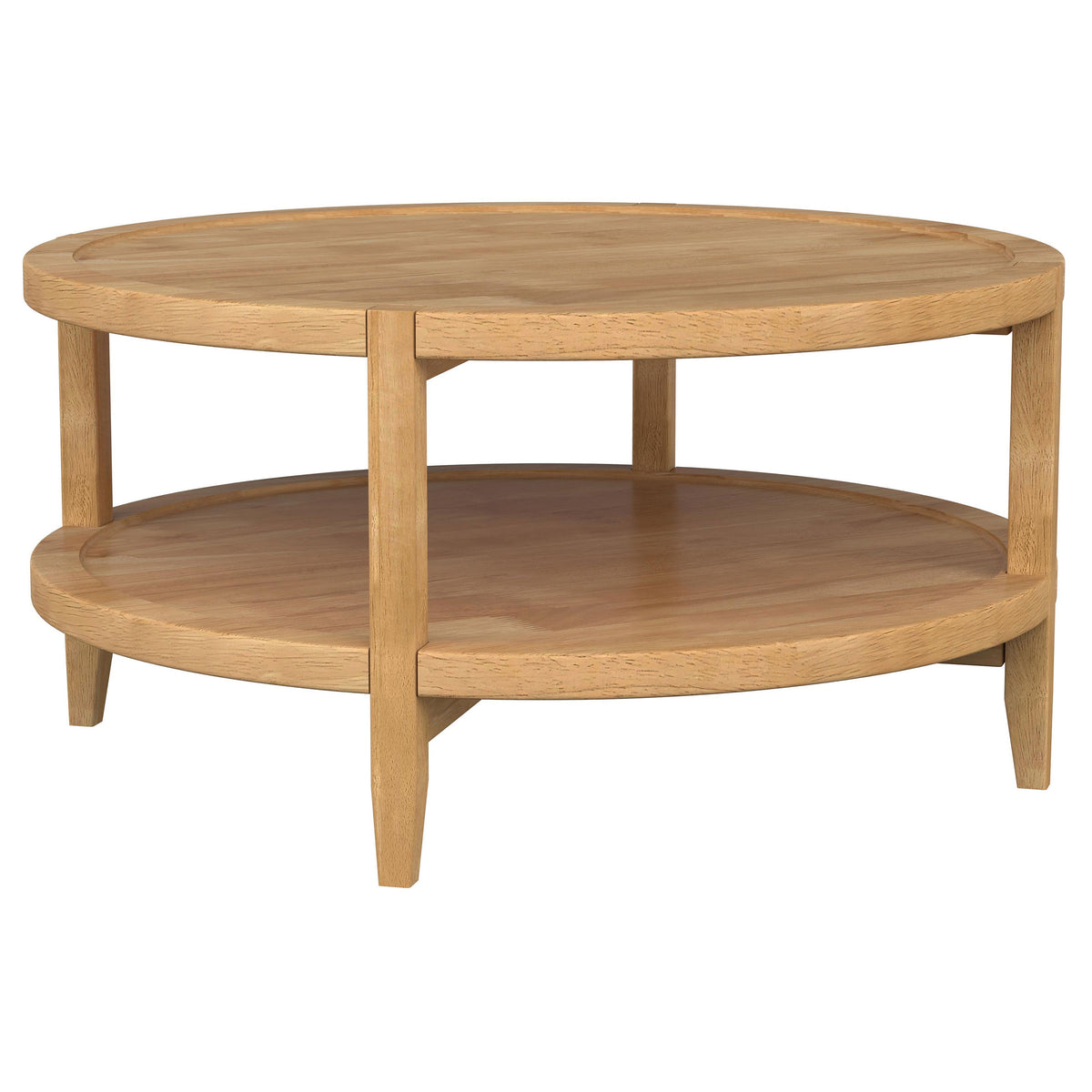 Tampa Furniture Outlet - Coaster - Camillo Round Solid Wood Coffee Table Maple Brown - 709698