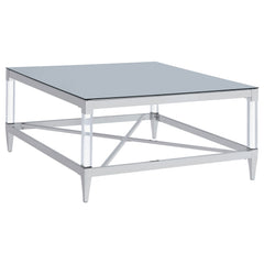 Tampa Furniture Outlet - Coaster - Lindley Square Tempered Mirror Acrylic Coffee Table Chrome - 709728