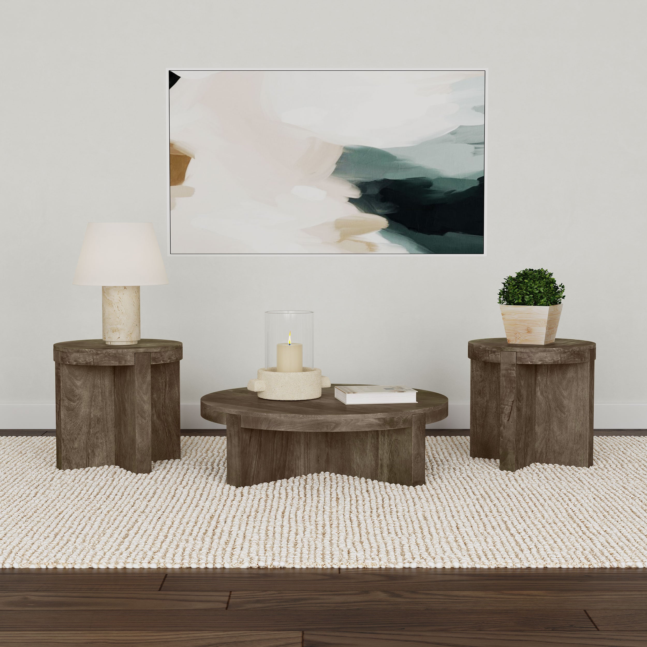 Tampa Furniture Outlet - Coaster - Kinkaid 3-piece Solid Wood Coffee and End Table Set Brown - 710138-S3