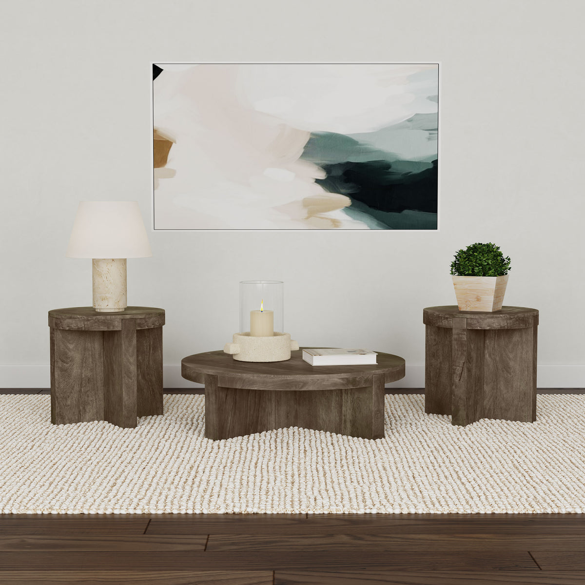 Tampa Furniture Outlet - Coaster - Kinkaid 3-piece Solid Wood Coffee and End Table Set Brown - 710138-S3