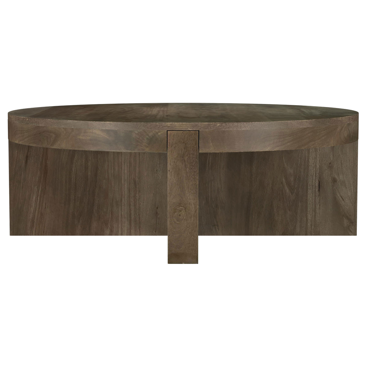 Tampa Furniture Outlet - Coaster - Kinkaid Round Solid Mango Wood Coffee Table Brown - 710138