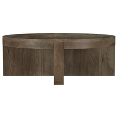 Tampa Furniture Outlet - Coaster - Kinkaid Round Solid Mango Wood Coffee Table Brown - 710138